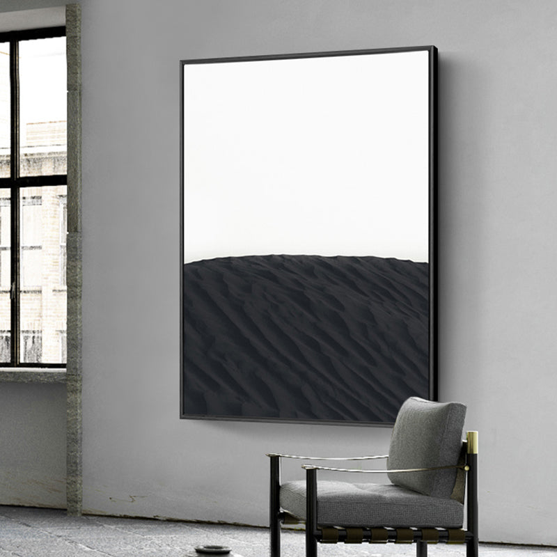 Vivolux | Skandinavische stilvolle Hügellandschaft Wandkunst Dekor Schwarzes Esszimmer Eingewickelte Leinwand