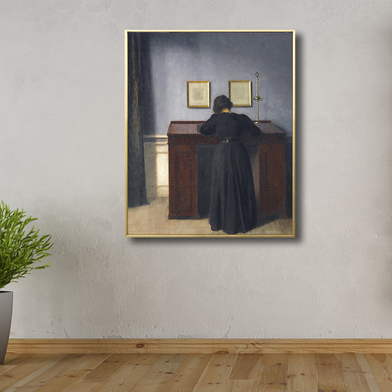 Vivolux | Renaissance Leinwanddruck Dunkelfarbige Malerei Rücken der Frau Wandkunst für Wohnzimmer
