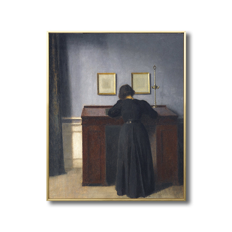 Vivolux | Renaissance Leinwanddruck Dunkelfarbige Malerei Rücken der Frau Wandkunst für Wohnzimmer