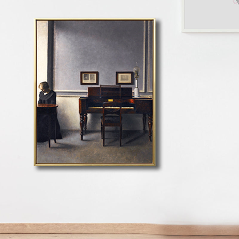 Vivolux | Renaissance Leinwanddruck Dunkelfarbige Malerei Rücken der Frau Wandkunst für Wohnzimmer