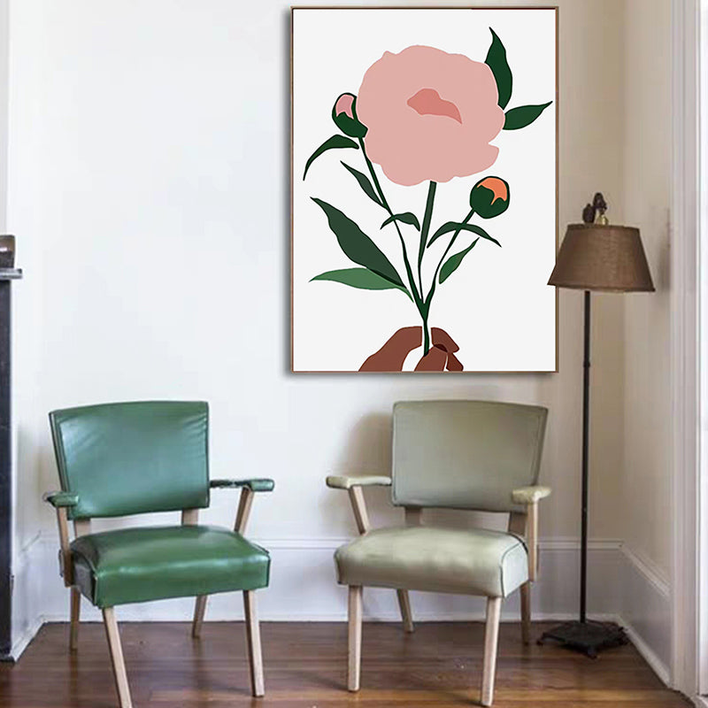 Vivolux | Pastellfarbener nordischer Stil Leinwanddruck Vase und Blumen Wandkunst Dekor für die Küche