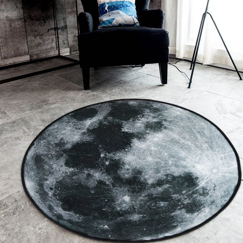 Vivolux | Nordic Planet patroon tapijt grijs en zwart polyester tapijt antislip achterkant wasbaar huisdiervriendelijk vloerkleed voor thuis