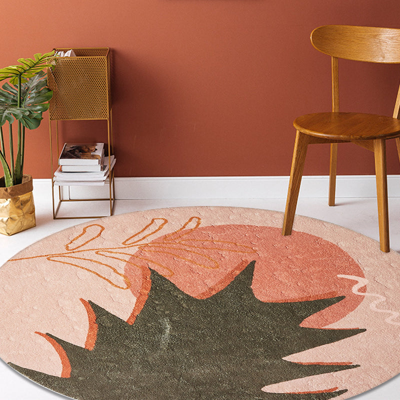 Vivolux | Roter und pinker abstrakter Teppich Polyester moderner Teppich haustierfreundlich waschbar rutschfester Teppich für das Wohnzimmer