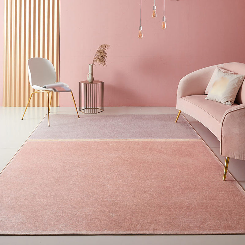 Vivolux | Rosa Wohnzimmer Teppich Modernist Farbblock Teppich Chenille Waschbar Rutschfeste Unterlage Haustierfreundlicher Teppich