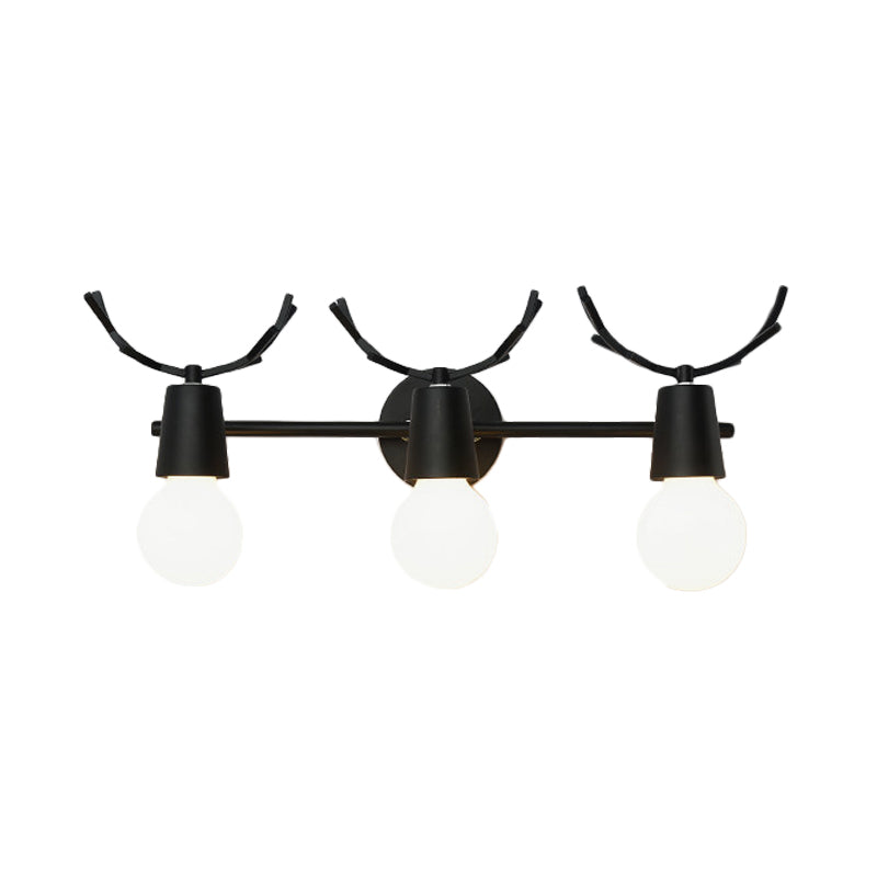 Vivolux | Offene Glühbirne Foyer Treppen Wandleuchte mit Geweihen Metall 3 Lichter Moderne Stil Wandleuchte