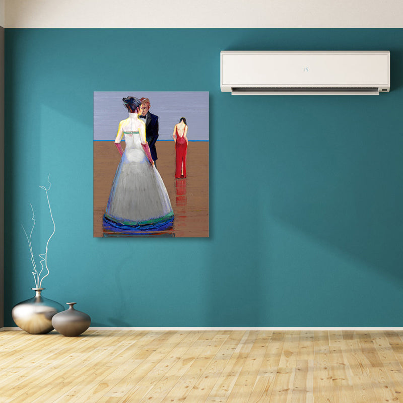 Vivolux | Pop Art Tanzfigur Leinwand Weiß Texturiert Wanddekoration für das Wohnzimmer, Mehrere Größen