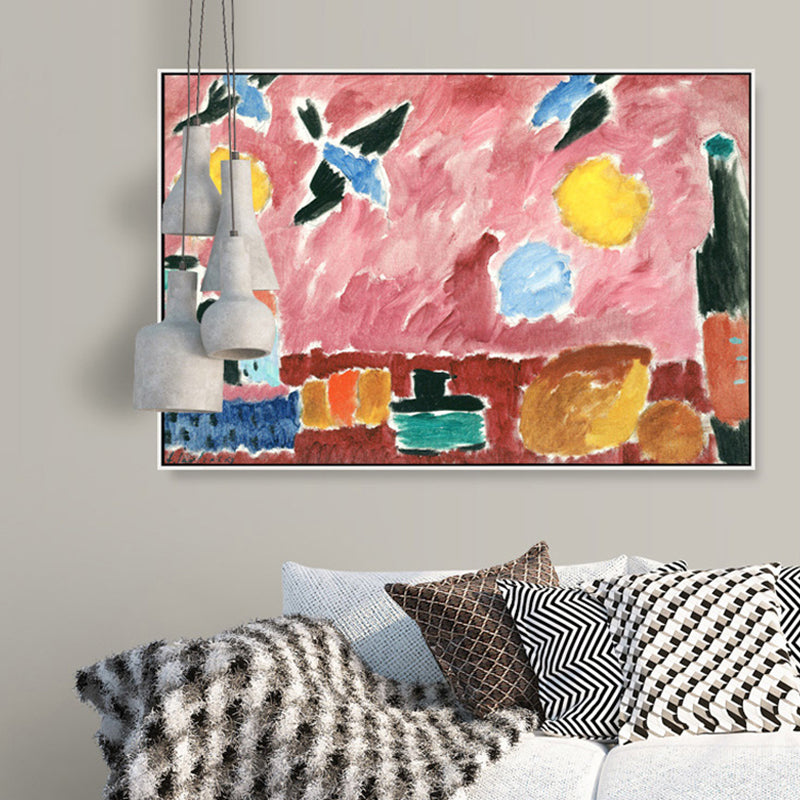 Vivolux | Pink Handprint Wanddekoration Gemälde Abstrakter Expressionismus Texturierte Leinwandkunst für Lounge