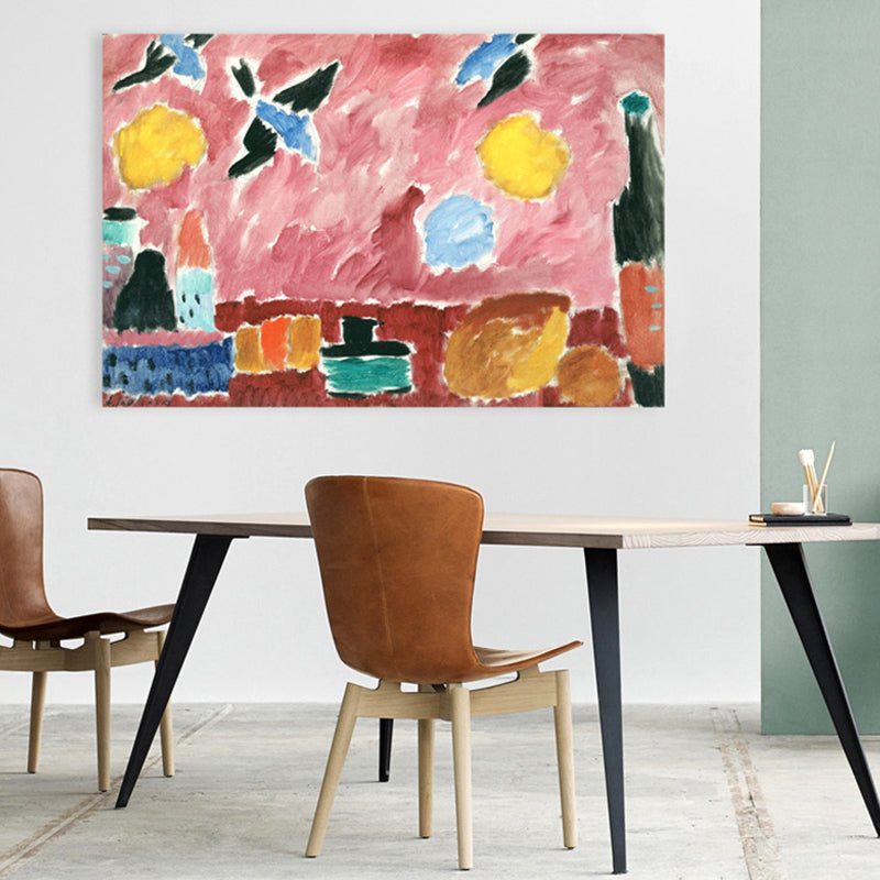 Vivolux | Pink Handprint Wanddekoration Gemälde Abstrakter Expressionismus Texturierte Leinwandkunst für Lounge