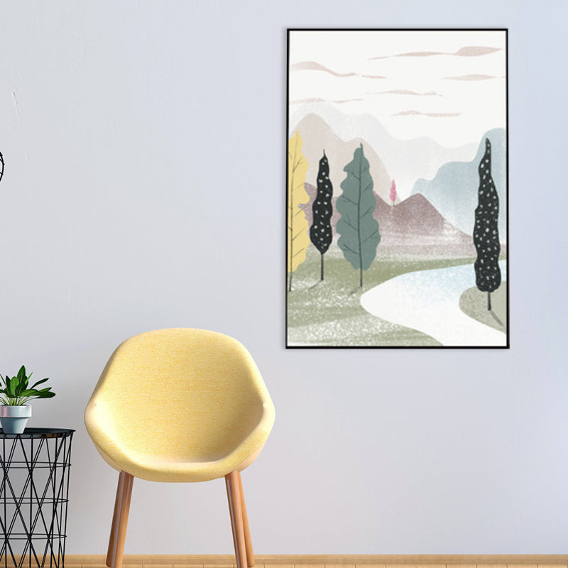 Vivolux | Nordic Scenery Wald Leinwanddruck Pastellfarbe Texturiertes Wandkunst Dekor für Wohnzimmer