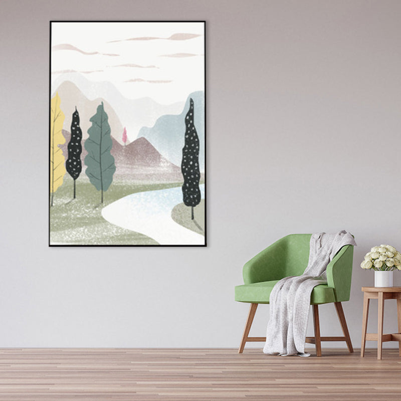 Vivolux | Nordic Scenery Wald Leinwanddruck Pastellfarbe Texturiertes Wandkunst Dekor für Wohnzimmer