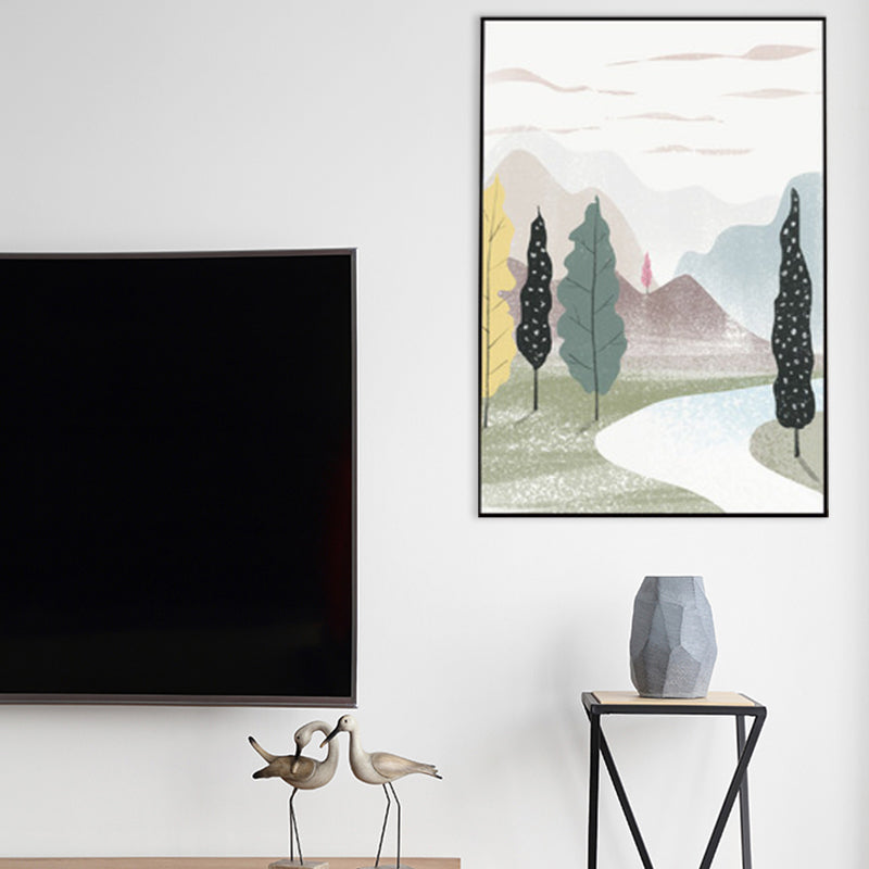 Vivolux | Nordic Scenery Wald Leinwanddruck Pastellfarbe Texturiertes Wandkunst Dekor für Wohnzimmer