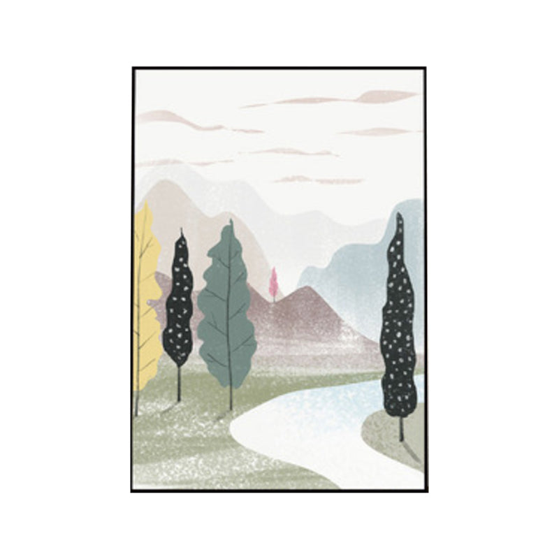 Vivolux | Nordic Scenery Wald Leinwanddruck Pastellfarbe Texturiertes Wandkunst Dekor für Wohnzimmer