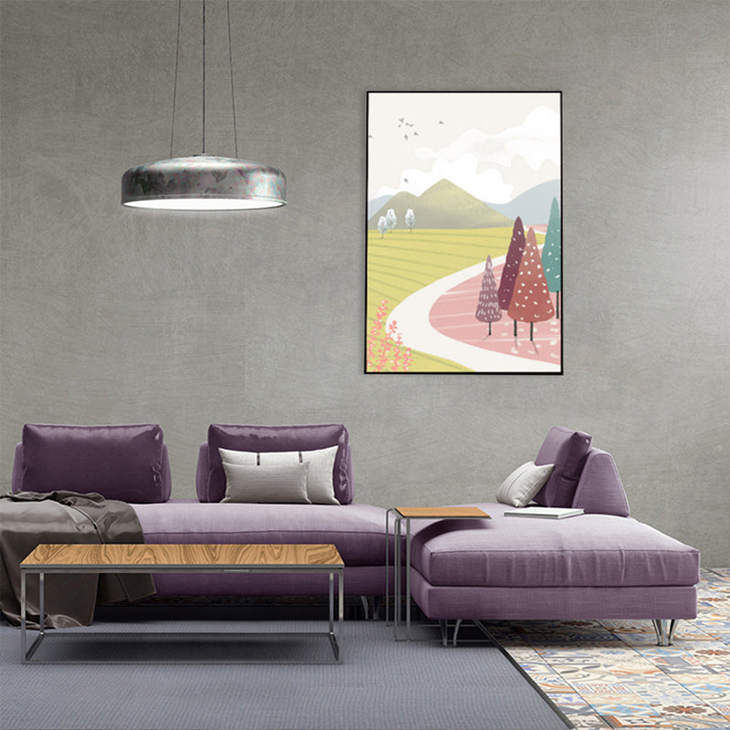 Vivolux | Nordic Scenery Wald Leinwanddruck Pastellfarbe Texturiertes Wandkunst Dekor für Wohnzimmer