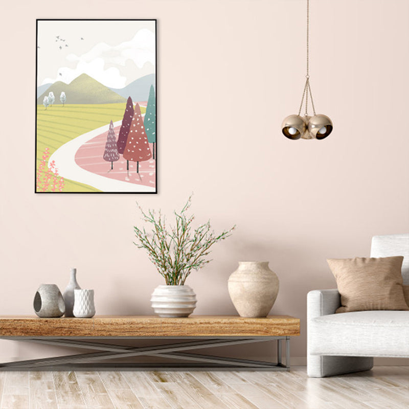Vivolux | Nordic Scenery Wald Leinwanddruck Pastellfarbe Texturiertes Wandkunst Dekor für Wohnzimmer