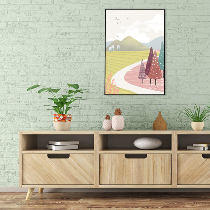 Vivolux | Nordic Scenery Wald Leinwanddruck Pastellfarbe Texturiertes Wandkunst Dekor für Wohnzimmer