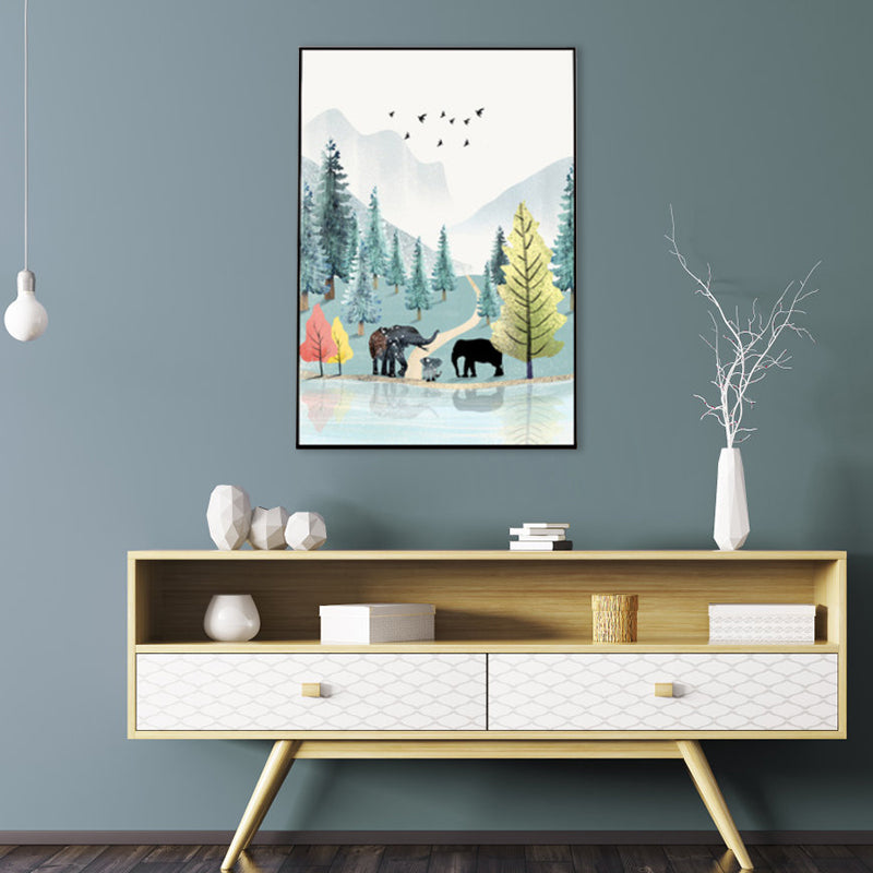 Vivolux | Nordic Scenery Wald Leinwanddruck Pastellfarbe Texturiertes Wandkunst Dekor für Wohnzimmer
