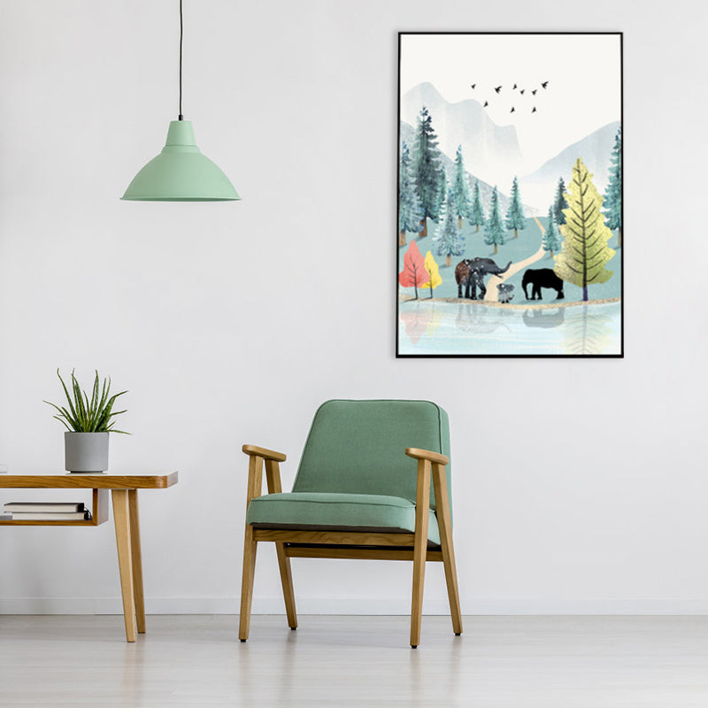 Vivolux | Nordic Scenery Wald Leinwanddruck Pastellfarbe Texturiertes Wandkunst Dekor für Wohnzimmer