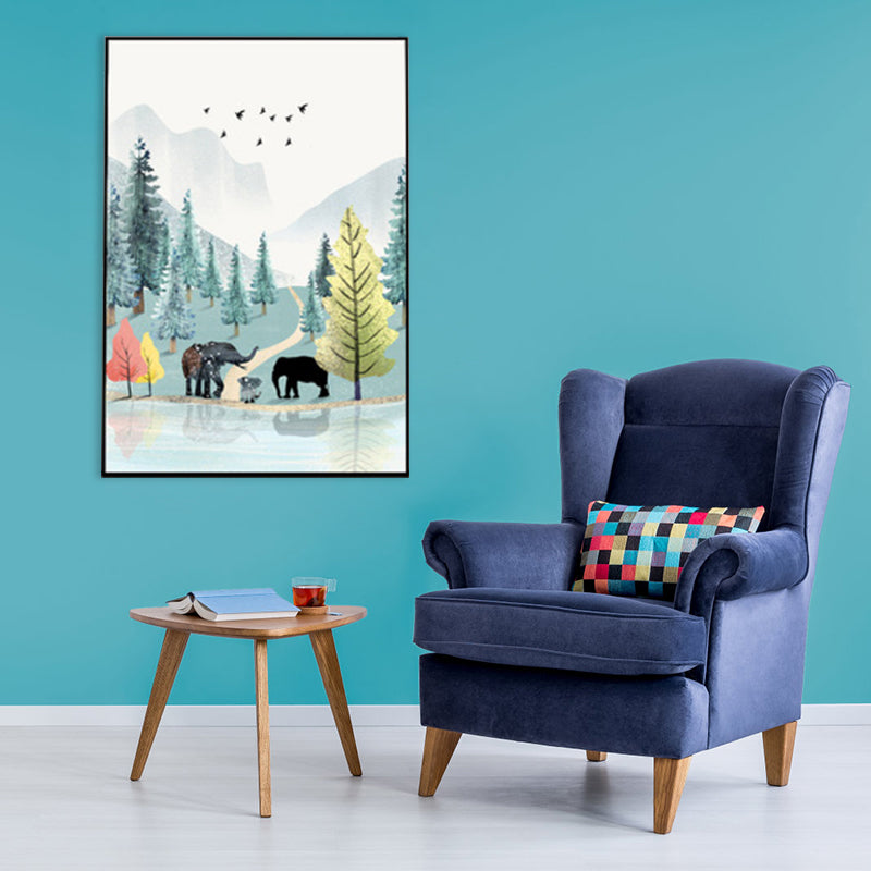 Vivolux | Nordic Scenery Wald Leinwanddruck Pastellfarbe Texturiertes Wandkunst Dekor für Wohnzimmer