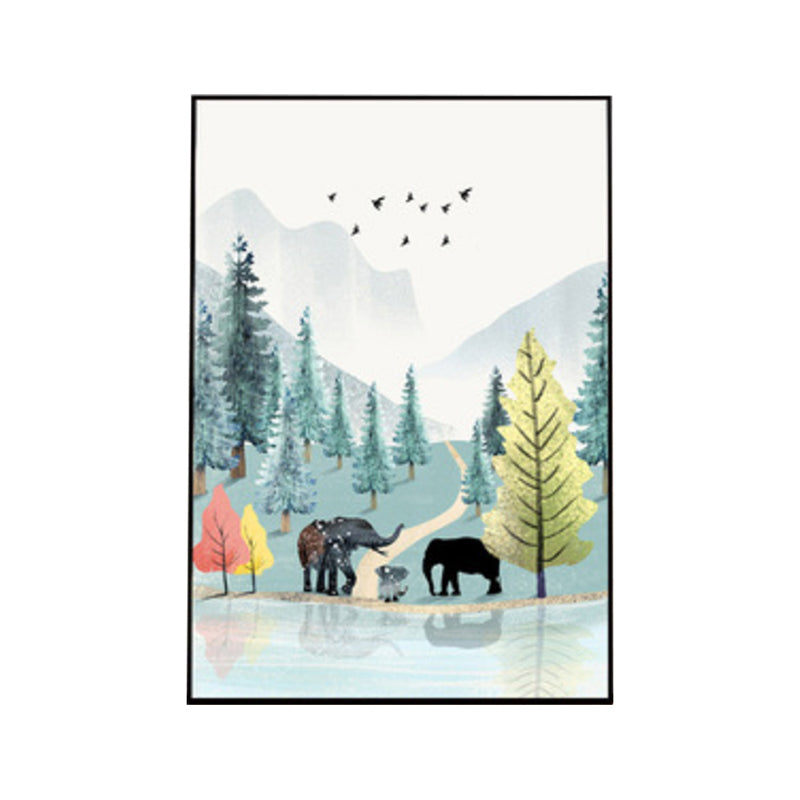 Vivolux | Nordic Scenery Wald Leinwanddruck Pastellfarbe Texturiertes Wandkunst Dekor für Wohnzimmer