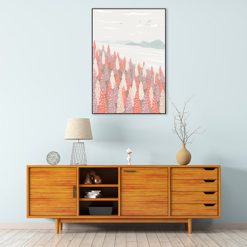 Vivolux | Nordic Scenery Wald Leinwanddruck Pastellfarbe Texturiertes Wandkunst Dekor für Wohnzimmer