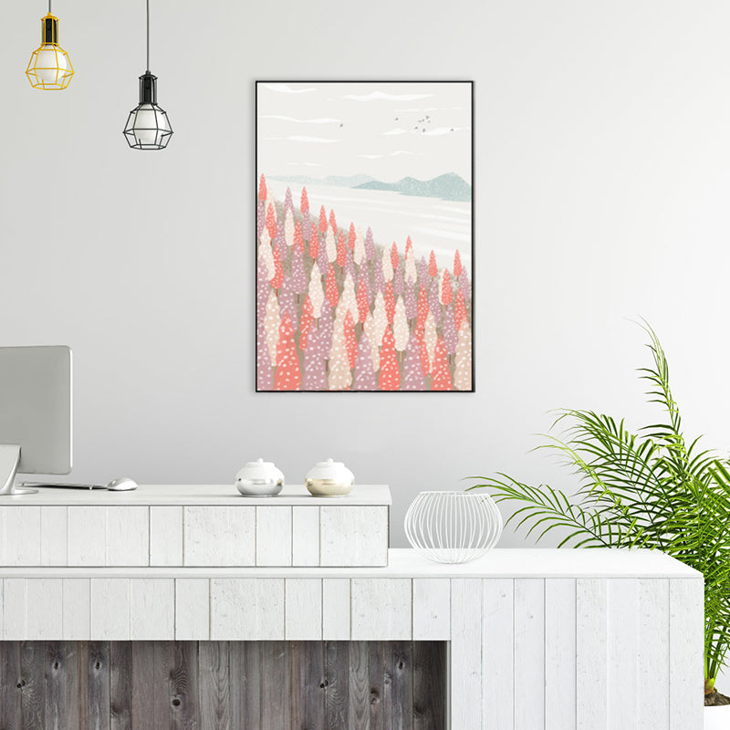 Vivolux | Nordic Scenery Wald Leinwanddruck Pastellfarbe Texturiertes Wandkunst Dekor für Wohnzimmer