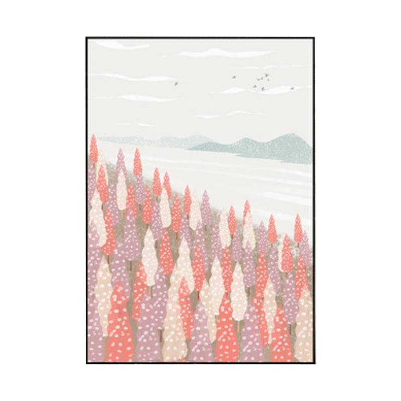Vivolux | Nordic Scenery Wald Leinwanddruck Pastellfarbe Texturiertes Wandkunst Dekor für Wohnzimmer