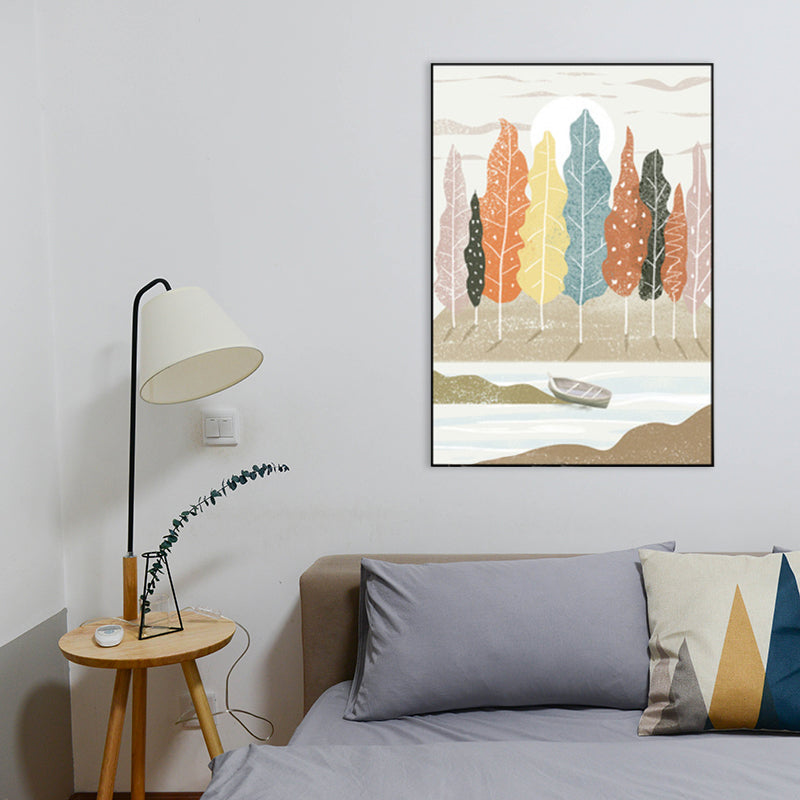 Vivolux | Nordic Scenery Wald Leinwanddruck Pastellfarbe Texturiertes Wandkunst Dekor für Wohnzimmer