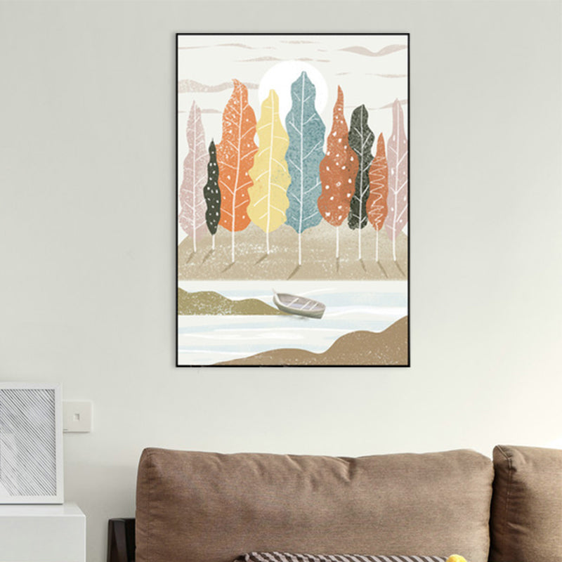 Vivolux | Nordic Scenery Wald Leinwanddruck Pastellfarbe Texturiertes Wandkunst Dekor für Wohnzimmer