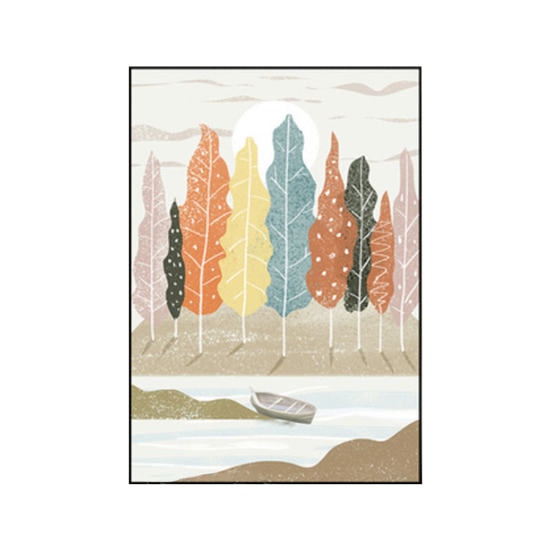 Vivolux | Nordic Scenery Wald Leinwanddruck Pastellfarbe Texturiertes Wandkunst Dekor für Wohnzimmer