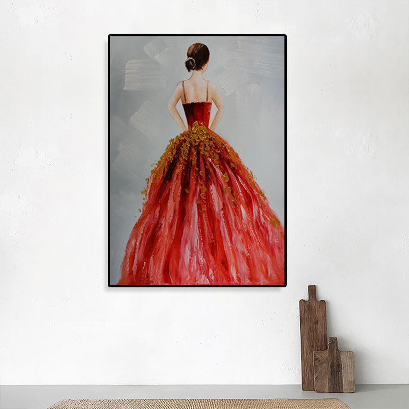 Vivolux | Tanz Mädchen im Kleid Leinwanddruck Sanfte Farben Glam Stil Malerei für Wohnzimmer