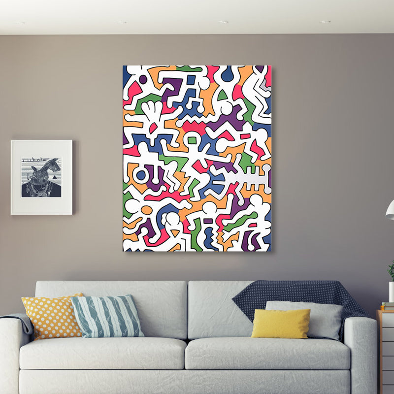 Vivolux | Weißes Puzzle-Grafik-Leinwanddruck-texturiertes Wanddekor für das Gästezimmer, mehrere Größen