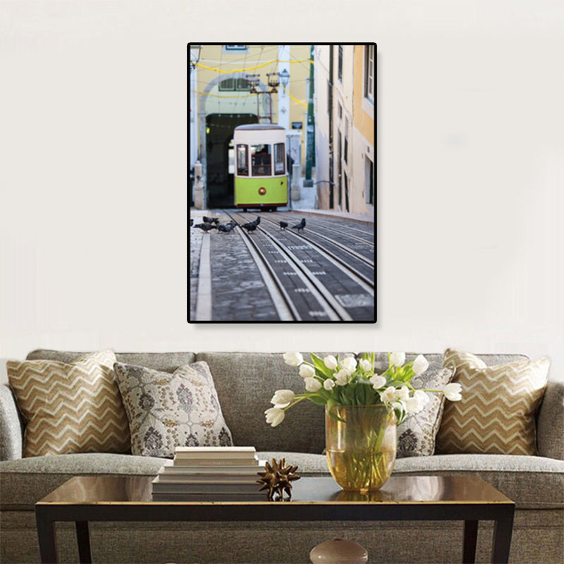 Vivolux | Nostalgische Fotografische Stadtbahn-Leinwand Jungenzimmer Verkehr Wandkunst Druck
