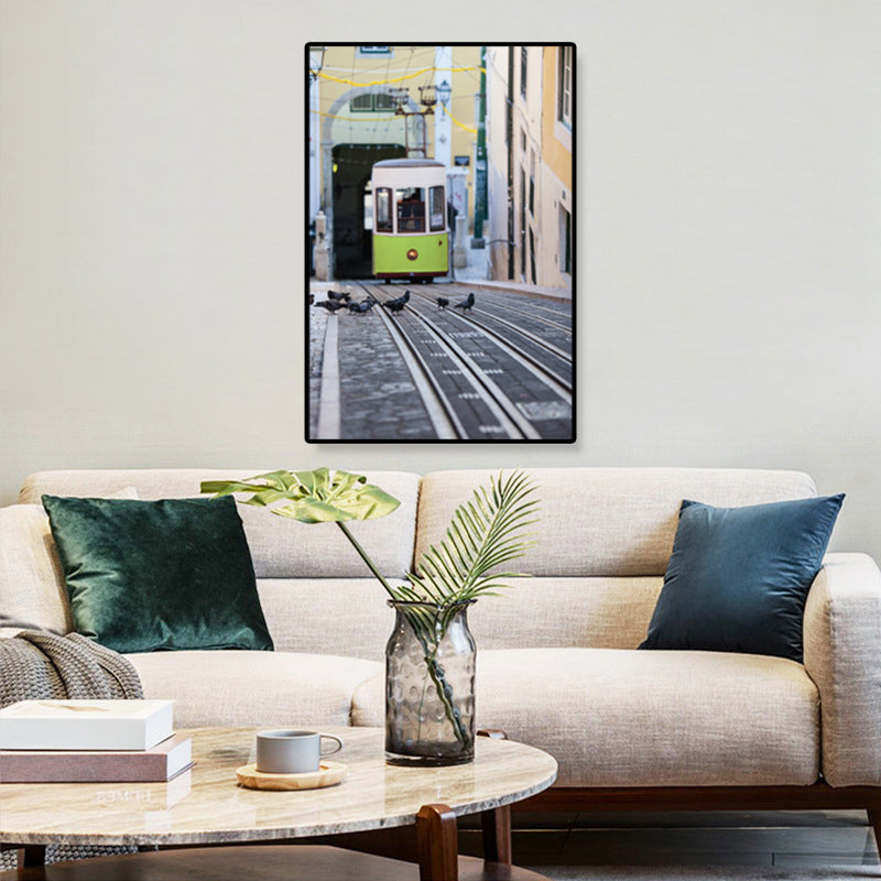 Vivolux | Nostalgische Fotografische Stadtbahn-Leinwand Jungenzimmer Verkehr Wandkunst Druck