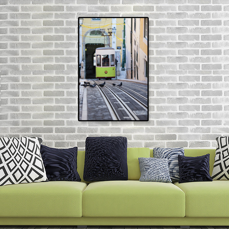 Vivolux | Nostalgische Fotografische Stadtbahn-Leinwand Jungenzimmer Verkehr Wandkunst Druck