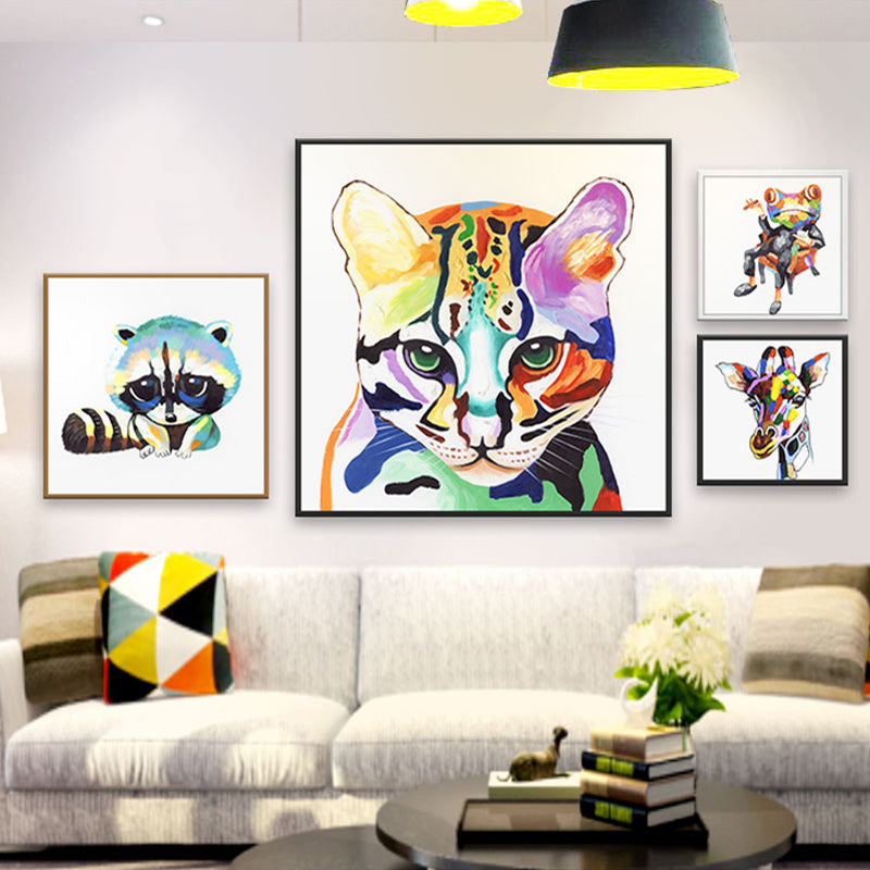 Vivolux | Pop Art Stylisches Tiermuster Wanddeko Helle Farbe Esszimmer Eingewickelte Leinwand