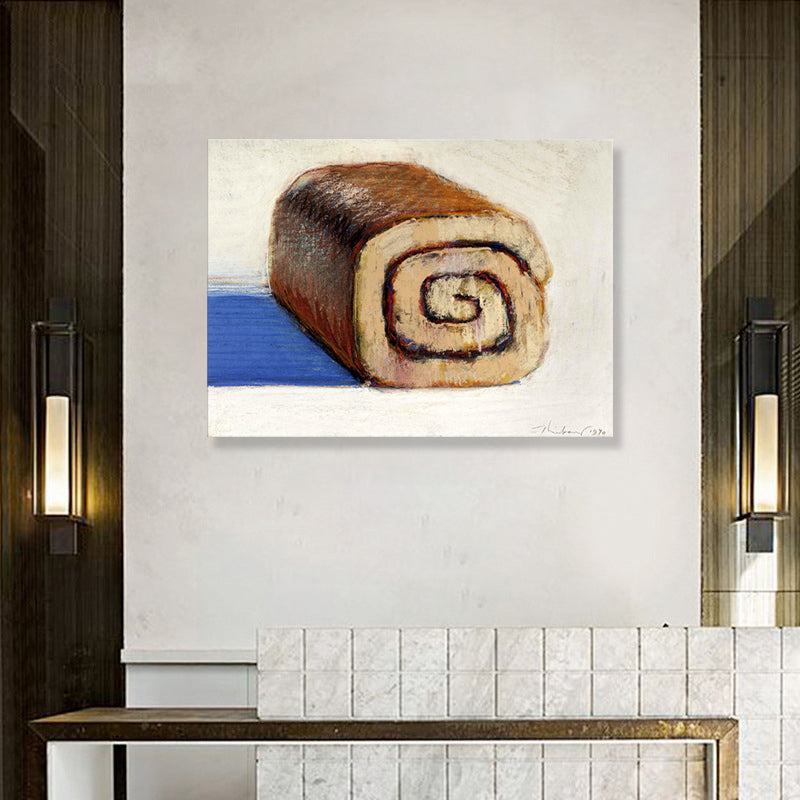 Vivolux | Ölgemälde Rollenkuchen Wanddekoration Pop-Art Leinwand Wanddekoration in Braun für die Küche