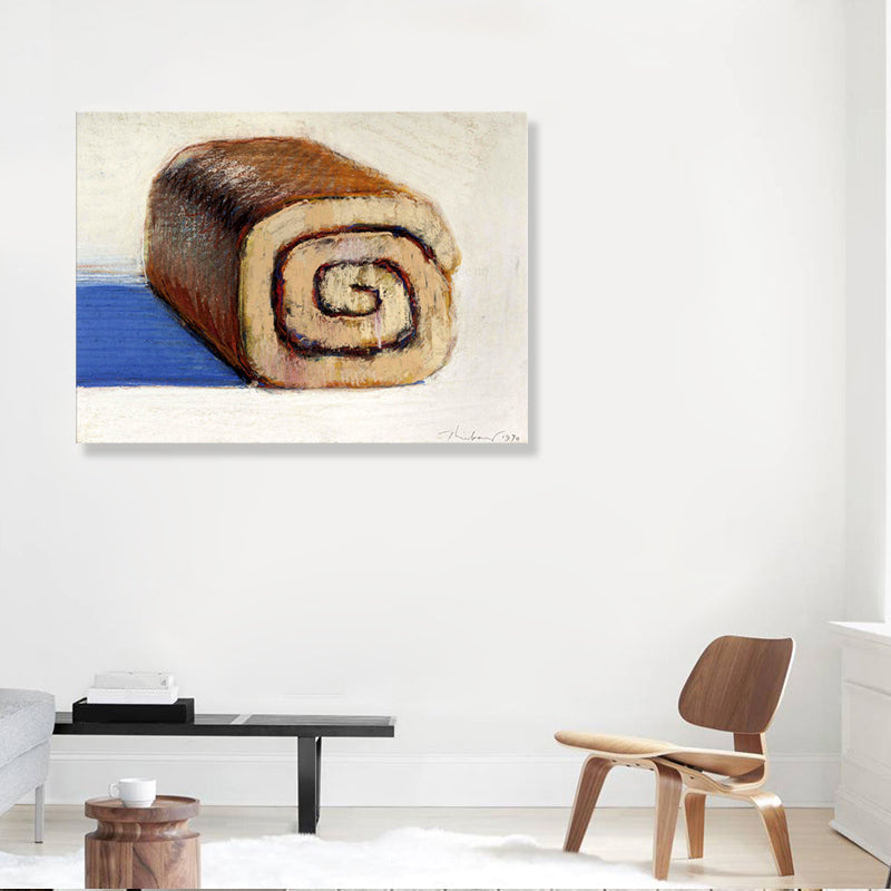 Vivolux | Ölgemälde Rollenkuchen Wanddekoration Pop-Art Leinwand Wanddekoration in Braun für die Küche