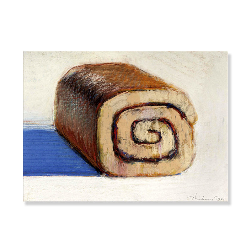 Vivolux | Ölgemälde Rollenkuchen Wanddekoration Pop-Art Leinwand Wanddekoration in Braun für die Küche