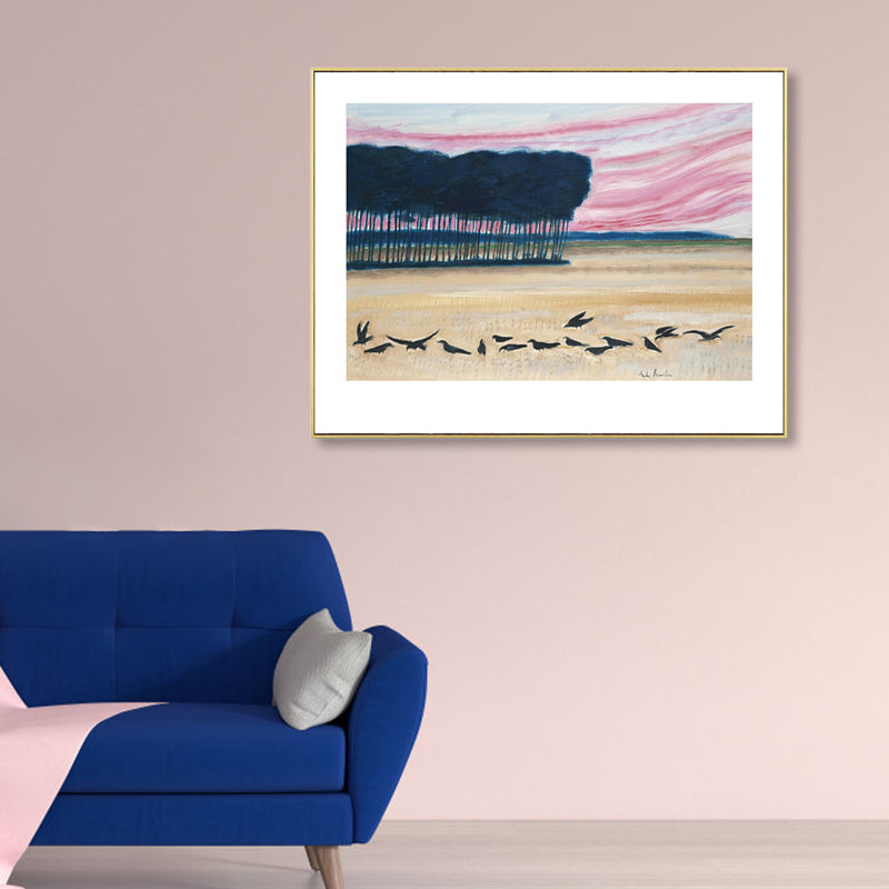 Vivolux | Pferde Wandkunst Dekor Impressionismus Schöne Landschaft Leinwanddruck in Heller Farbe