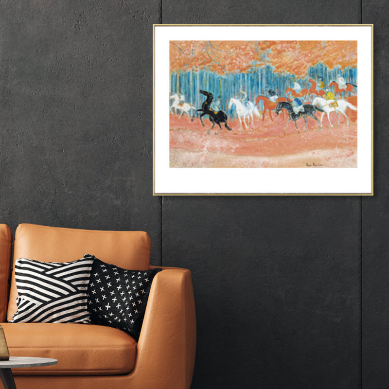 Vivolux | Pferde Wandkunst Dekor Impressionismus Schöne Landschaft Leinwanddruck in Heller Farbe