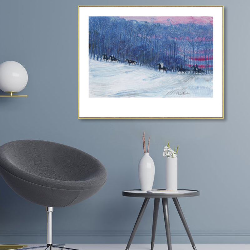 Vivolux | Pferde Wandkunst Dekor Impressionismus Schöne Landschaft Leinwanddruck in Heller Farbe