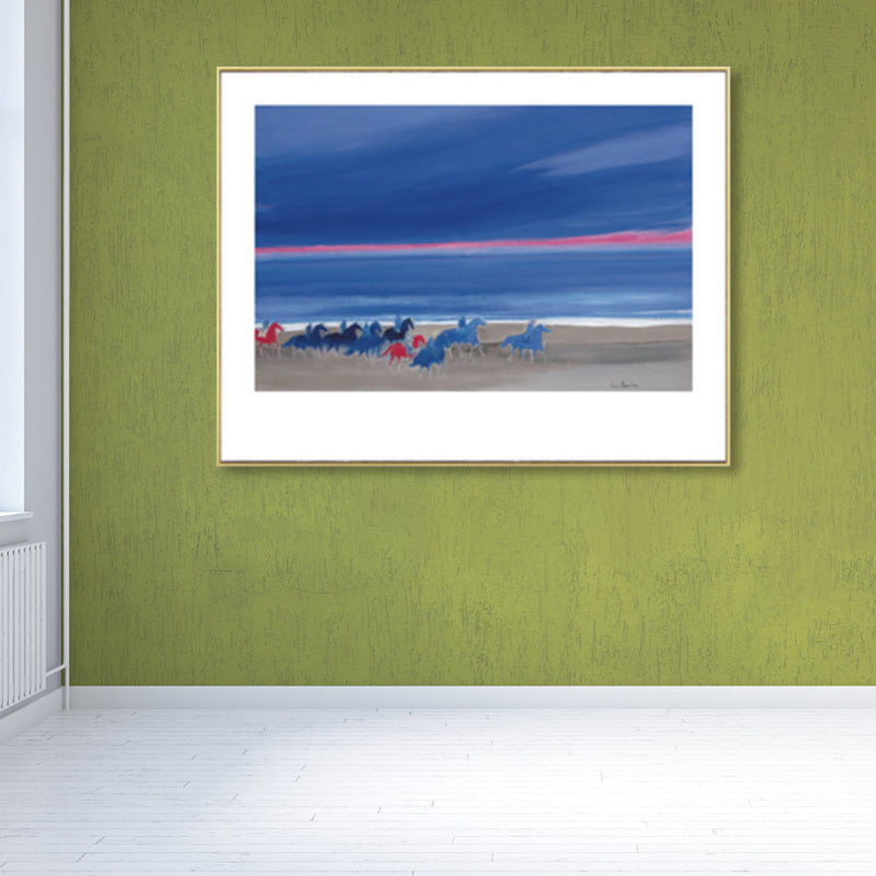 Vivolux | Pferde Wandkunst Dekor Impressionismus Schöne Landschaft Leinwanddruck in Heller Farbe