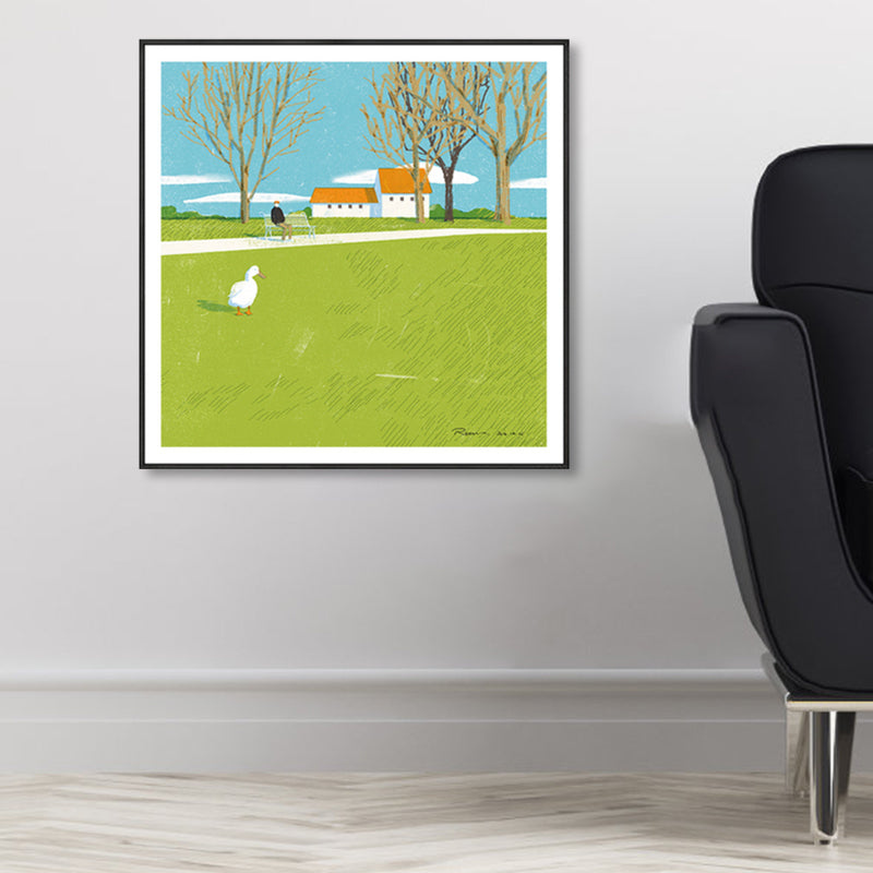 Vivolux | Pastellmalerei Lodge Wandkunst Naturlandschaft moderne strukturierte Leinwand für Schlafzimmer