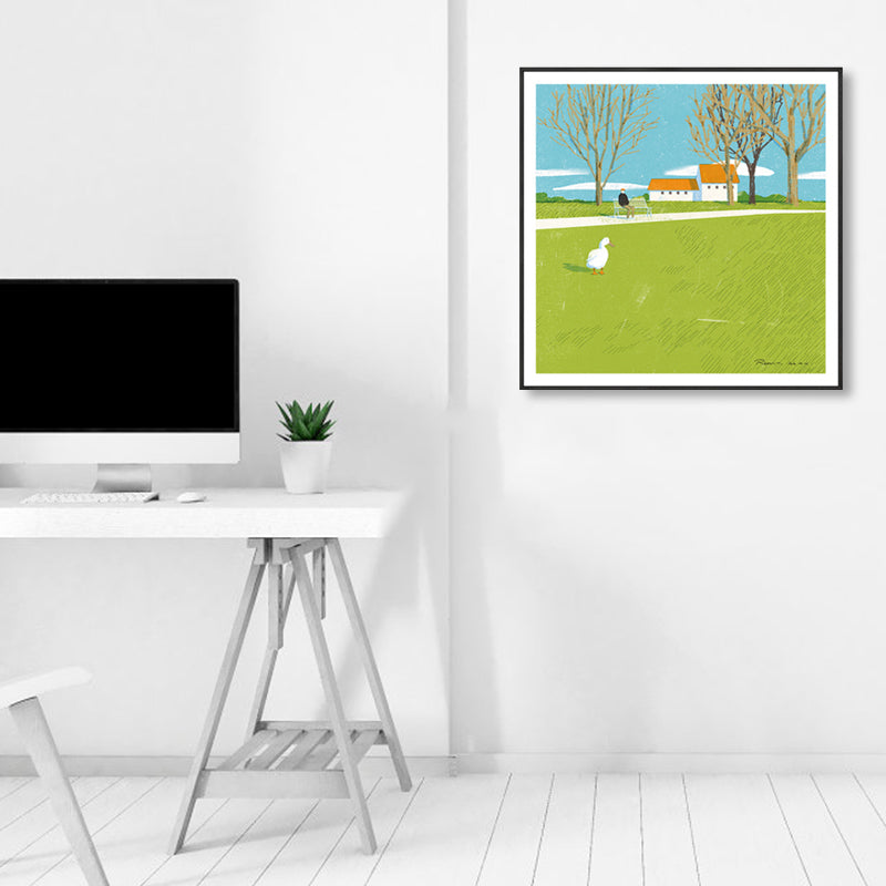 Vivolux | Pastellmalerei Lodge Wandkunst Naturlandschaft moderne strukturierte Leinwand für Schlafzimmer