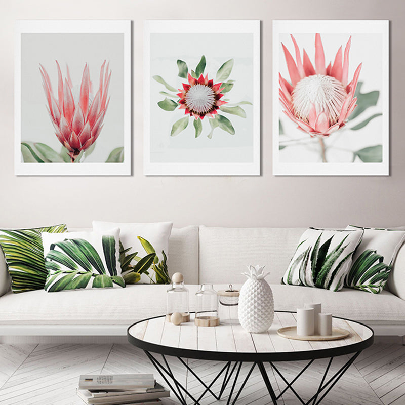 Vivolux | Texturierte Blumenleinwand Moderne Wanddekoration in heller Farbe für das Wohnzimmer, mehrere Größen