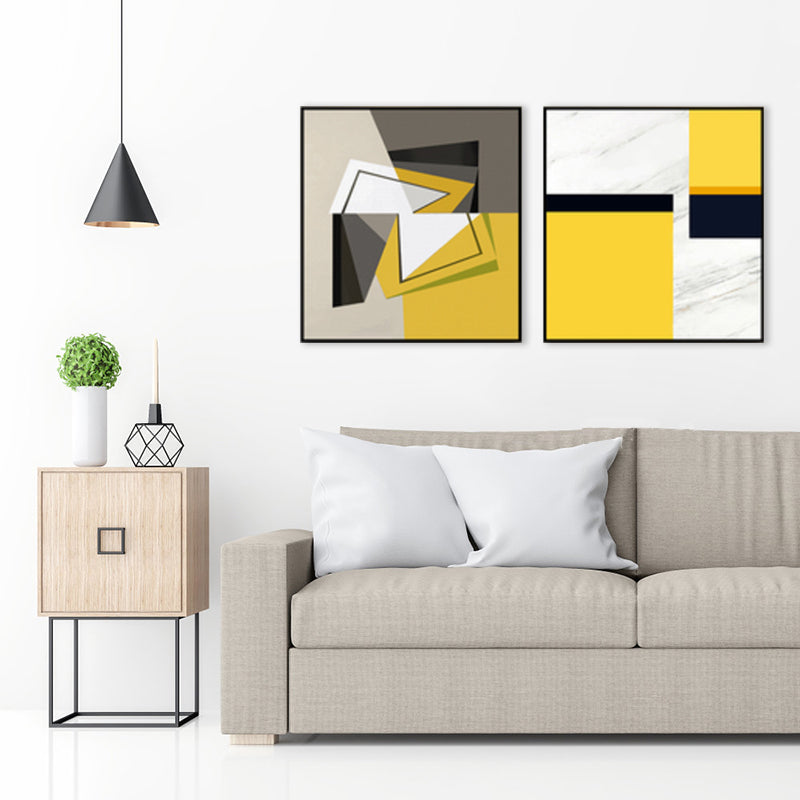 Vivolux | Texturierte Illustrierte Geometrie Leinwand Kunst Zeitgenössische Wanddekoration für das Wohnzimmer
