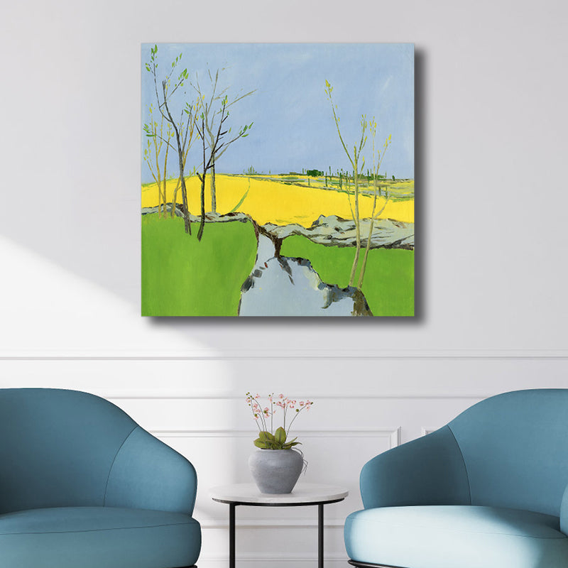 Vivolux | Pop Art Farmfield Canvas Weiche Farbe Texturiertes Gemälde für Schlafzimmer, Verschiedene Größen