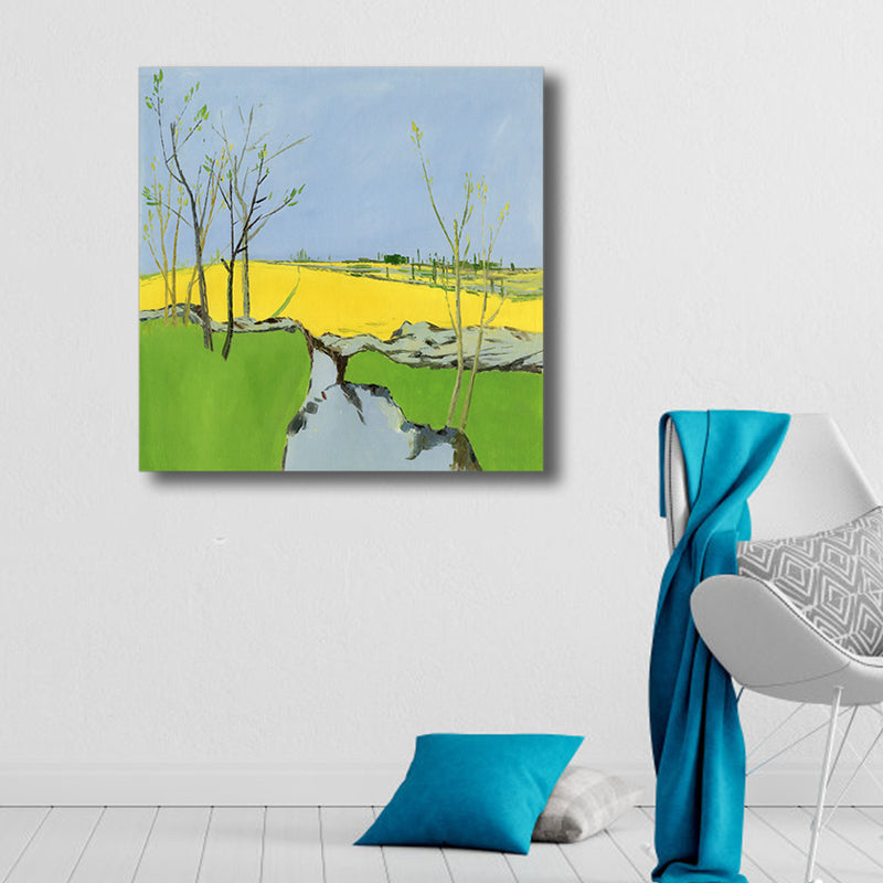 Vivolux | Pop Art Farmfield Canvas Weiche Farbe Texturiertes Gemälde für Schlafzimmer, Verschiedene Größen