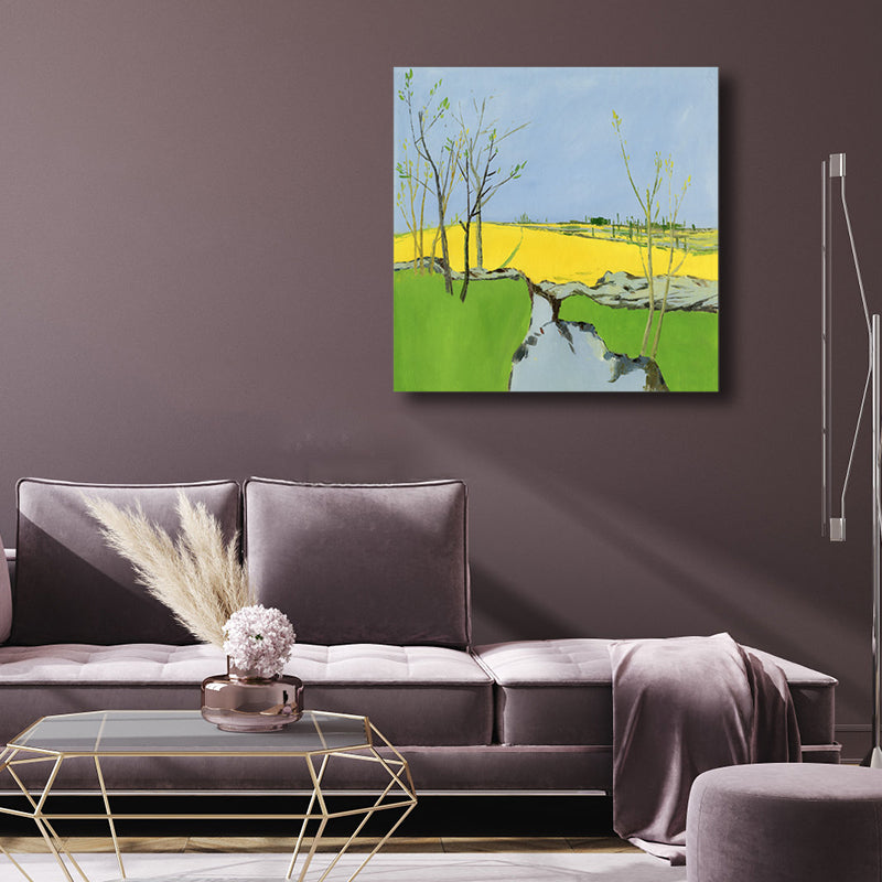 Vivolux | Pop Art Farmfield Canvas Weiche Farbe Texturiertes Gemälde für Schlafzimmer, Verschiedene Größen