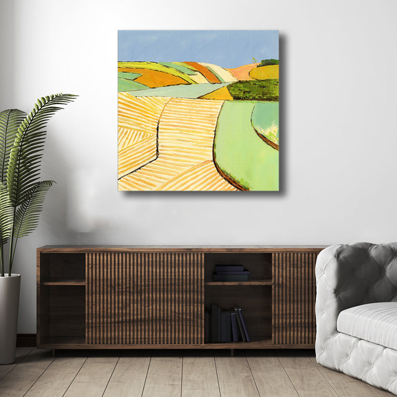 Vivolux | Pop Art Farmfield Canvas Weiche Farbe Texturiertes Gemälde für Schlafzimmer, Verschiedene Größen